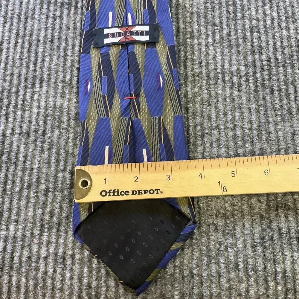 Bugatti‎ 100% Silk Made in USA Tie Geometric Blue And Green 3.5